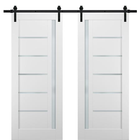 Sartodoors Double Barn Interior Door, 60" x 96", White QUADRO4088DB-WS-6096